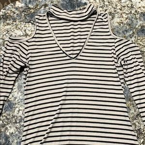 Striped mini T-shirt dress with shoulder cut outs